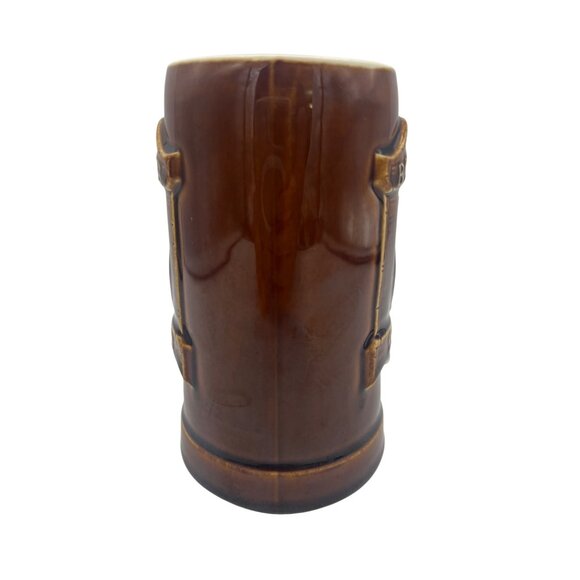 Barnabys Good Food & Drink Embossed Ceramic Stein Hall USA Brown Glaze Vintage - Picture 4 of 6